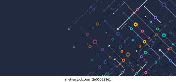 Circuit connect lines and dots. Network technology and Connection concept. Decentralized network nodes connections