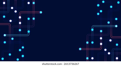 Circuit connect lines and dots. Network technology and Connection concept. Decentralized network nodes connections