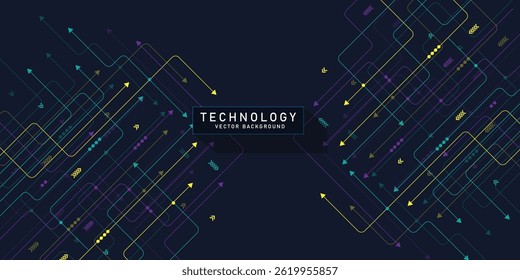 Circuito de conexión de líneas y puntos. Tecnología de red y concepto de conexión. Conexión de nodos de red descentralizada