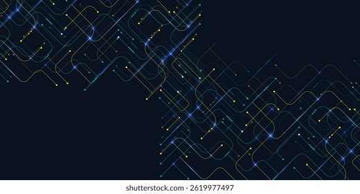 Circuit connect lines and dots. Network technology and Connection concept. Decentralized network nodes connections