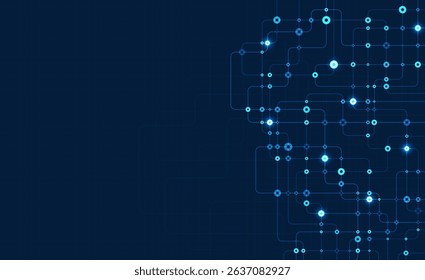 Circuit connect lines and dots. Network technology and Connection concept. Decentralized network nodes connections