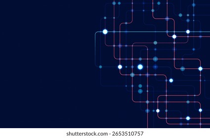 Circuit connect lines and dots. Network technology and Connection concept. Decentralized network nodes connections