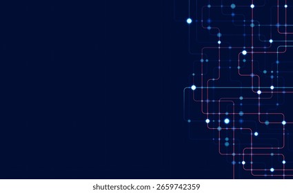Circuit connect lines and dots. Network technology and Connection concept. Decentralized network nodes connections