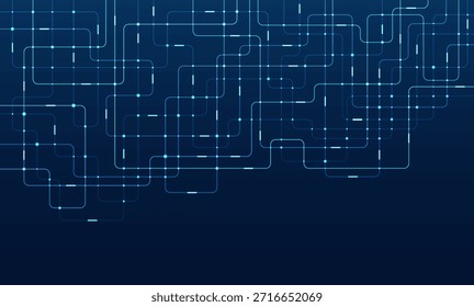 Circuito de conexión de líneas y puntos. Tecnología de red y concepto de conexión. Conexiones de nodos de red descentralizados