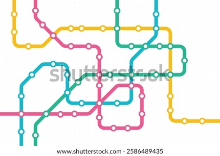 Circuit connect lines and dots. Network technology and Connection concept. Decentralized network nodes connections. City metro transportation scheme.
