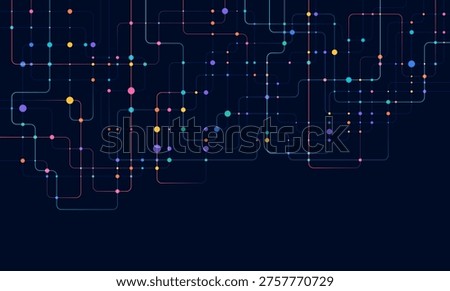 Circuit connect lines and dots. Network technology and Connection concept. Decentralized network nodes connections