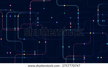 Circuit connect lines and dots. Network technology and Connection concept. Decentralized network nodes connections
