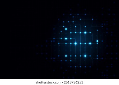 Circuit connect lines. Network technology and Connection concept. Decentralized network nodes connections