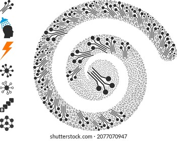 Circuit connectors icon spiral composition. Circuit connectors icons are organized into cycle vector illustration. Element cycle is designed from randomly allocated circuit connectors items.