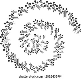 Circuit connectors icon spiral motion composition. Circuit connectors symbols are scattered into spiral design concept.