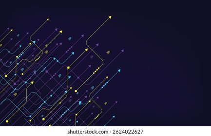 Circuit connects lines and dots. Network technology and Connection concept