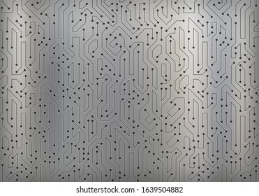 Circuit data digital pattern on a metal background. Vector texture.