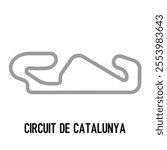 Circuit de Catalunya. Circuit Race Track Illustration with Editable Stroke. Stock Vector.