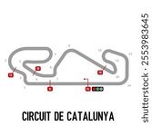 Circuit de Catalunya Vector. Circuit Race Track Illustration with Editable Stroke. Stock Vector.