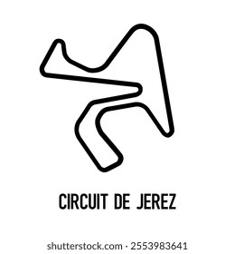 Circuit de Jerez Vector. Circuit Race Track Illustration with Editable Stroke. Stock Vector.