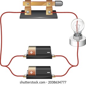 Diagrama de circuito con ilustración de batería y bombilla