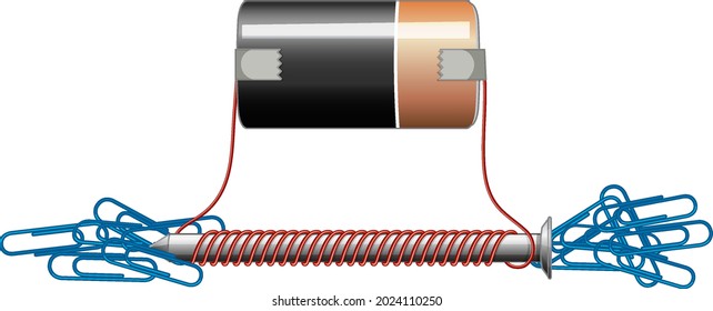 Circuit diagram with battery and nut  illustration
