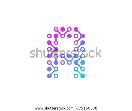 Circuit Digital Letter A Icon Logo Design Element