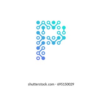 Circuit Digital Letter P Icon Logo Design Element