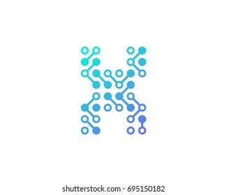 Circuit Digital Letter X Icon Logo Design Element