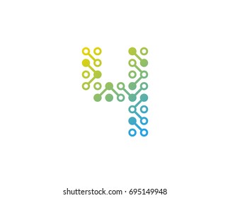 Circuit Digital Number 4 Icon Logo Design Element