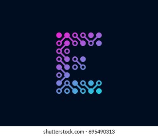 Circuit Digital Technology Letter E Icon Logo Design Element
