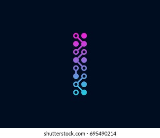 Circuit Digital Technology Letter I Icon Logo Design Element
