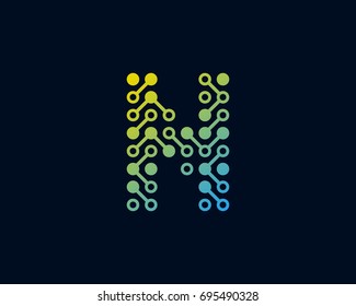 Circuit Digital Technology Letter N Icon Logo Design Element
