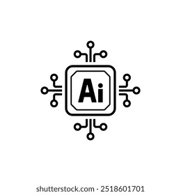 Circuit Electronic Chip Processor, Artificial Intelligence Ai Logo Icon, Digital IT Technology Future, Vektorgrafik.