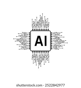 Circuit electronic chip processor, Artificial intelligence Ai logo icon, Digital IT technology future, Vector illustration.