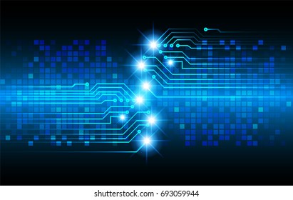 circuit future technology, blue cyber security concept background, abstract hi speed digital internet.motion move blur. pixel. vector
