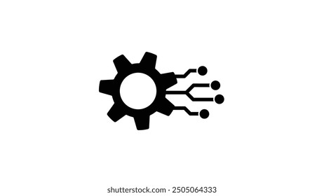 Circuit gear vector illustration. Gear with chip. Digital tech business logo template concept illustration