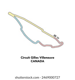 Circuit Gilles Villeneuve für Autosport und Motorsport. Vereinzelte editierbare farbige Vektorillustration auf weißem Hintergrund