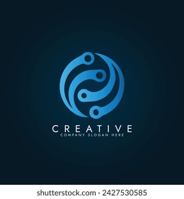 circuit globe logo design concept template vector illustration	