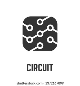 Circuit glyph icon with microchip board technology symbol.