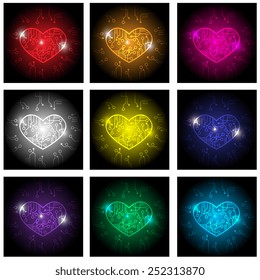 Circuit heart background vector set  EPS10 file format.