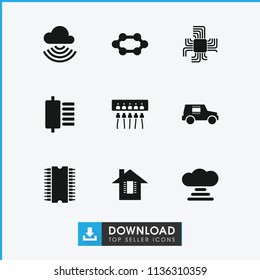 Circuit icon. collection of 9 circuit filled icons such as spu, cpu, cloud connection. editable circuit icons for web and mobile.