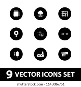 Circuit icon. collection of 9 circuit filled icons such as spu, cpu, cpu in tree, cpu. editable circuit icons for web and mobile.