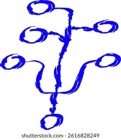 circuit icon in doodle style. blue line scribble icon	