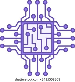 Icono de circuito. Placa madre electrónica. Ilustración vectorial de líneas y puntos conectados. Concepto de tecnología
