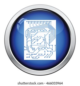 Circuit icon. Glossy button design. Vector illustration.