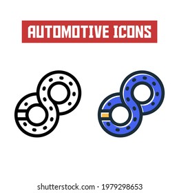 circuit icon. line and flat color icon. automotive icon theme.