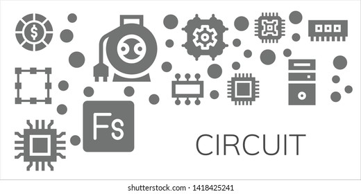 circuit icon set. 11 filled circuit icons.  Collection Of - Chips, Wire, Transformation, Cpu, Microchip, Fuse, Ram
