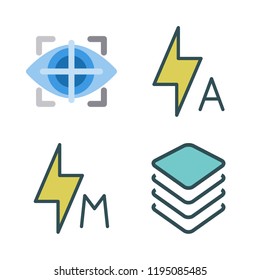 circuit icon set. vector set about flash, cpu and eye tracking icons set.