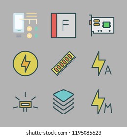 circuit icon set. vector set about flash, diagram id, ram and video card icons set.