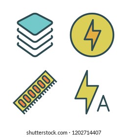 circuit icon set. vector set about ram, cpu and flash icons set.