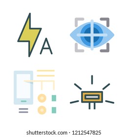 circuit icon set. vector set about diagram id, flash and eye tracking icons set.