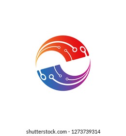 Circuit icon template, vector logo technology for business corporate, elements, illustrations