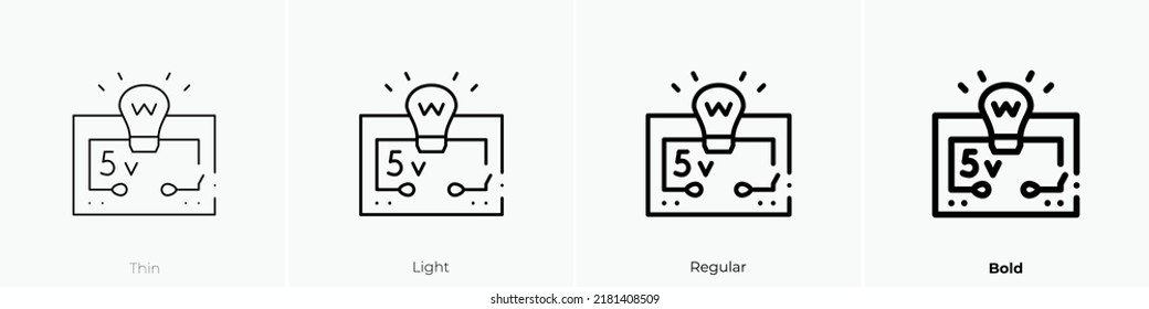 circuit icon. Thin, Light Regular And Bold style design isolated on white background