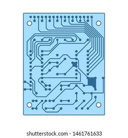 Icono de circuito. Línea Delgada Con Diseño De Relleno Azul. Ilustración vectorial.